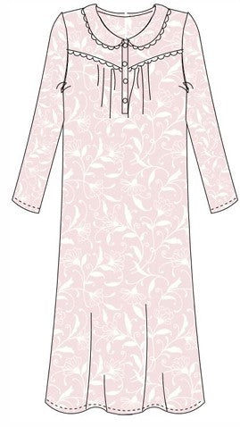 Marlon 'Pretty Floral' Wincey on Pastel 40" Inch Length Nightdress MA45754